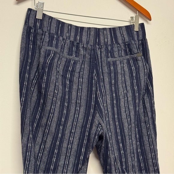 Calvin Klein Linen Blend Pull On Navy Striped Straight Leg Pants - Picture 6 of 9